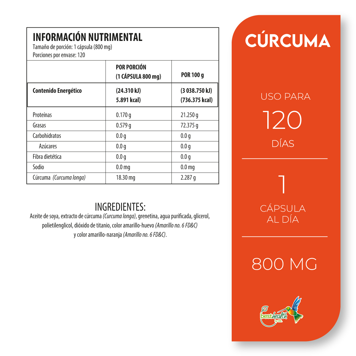 Foto 4 pulgar | Cúrcuma Best Health 120 Cápsulas