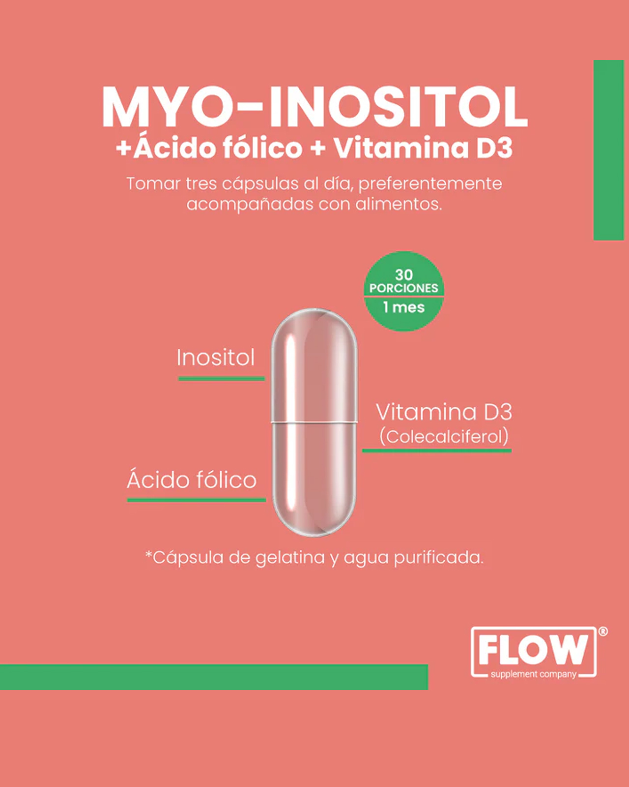 Foto 3 pulgar | Flow Vitaminas Minerales y Suplementos -Myo Inositol con Ácido Fólico y Vitamina D3