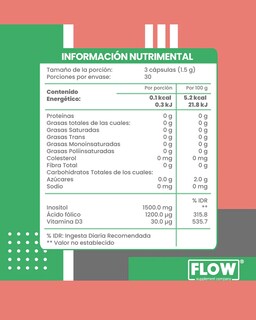 Foto 4 | Flow Vitaminas Minerales y Suplementos -Myo Inositol con Ácido Fólico y Vitamina D3