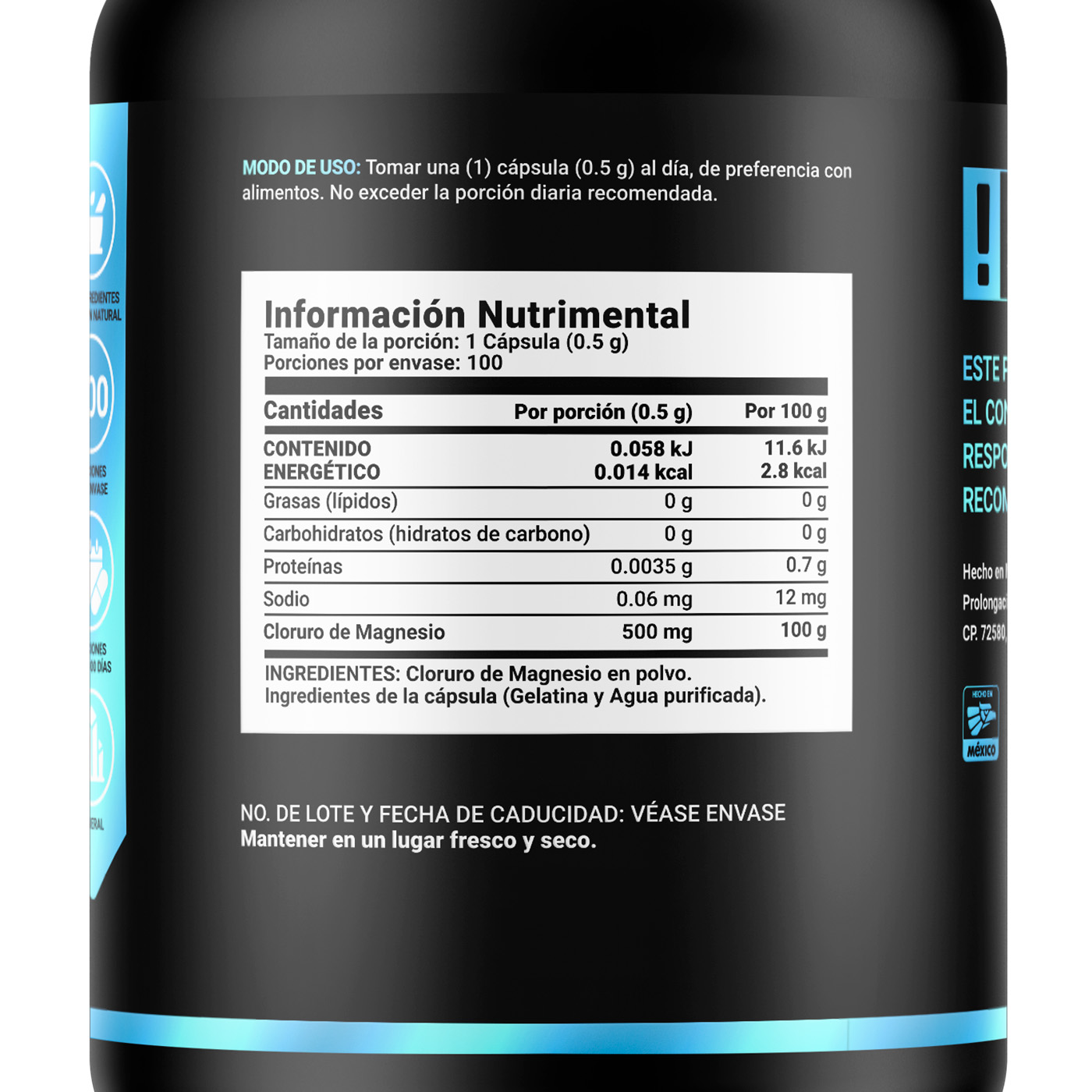 Foto 2 | Cloruro Mag B Life. 100 cápsulas de 500mg para tu bienestar