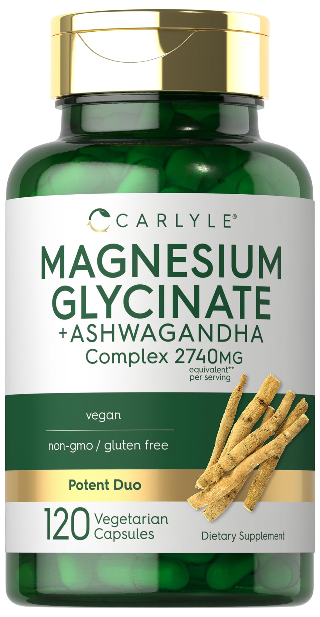Suplemento Carlyle Glicinato De Magnesio + Ashwagandha 120 Cápsulas - Venta Internacional