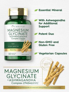 Foto 4 | Suplemento Carlyle Glicinato De Magnesio + Ashwagandha 120 Cápsulas - Venta Internacional