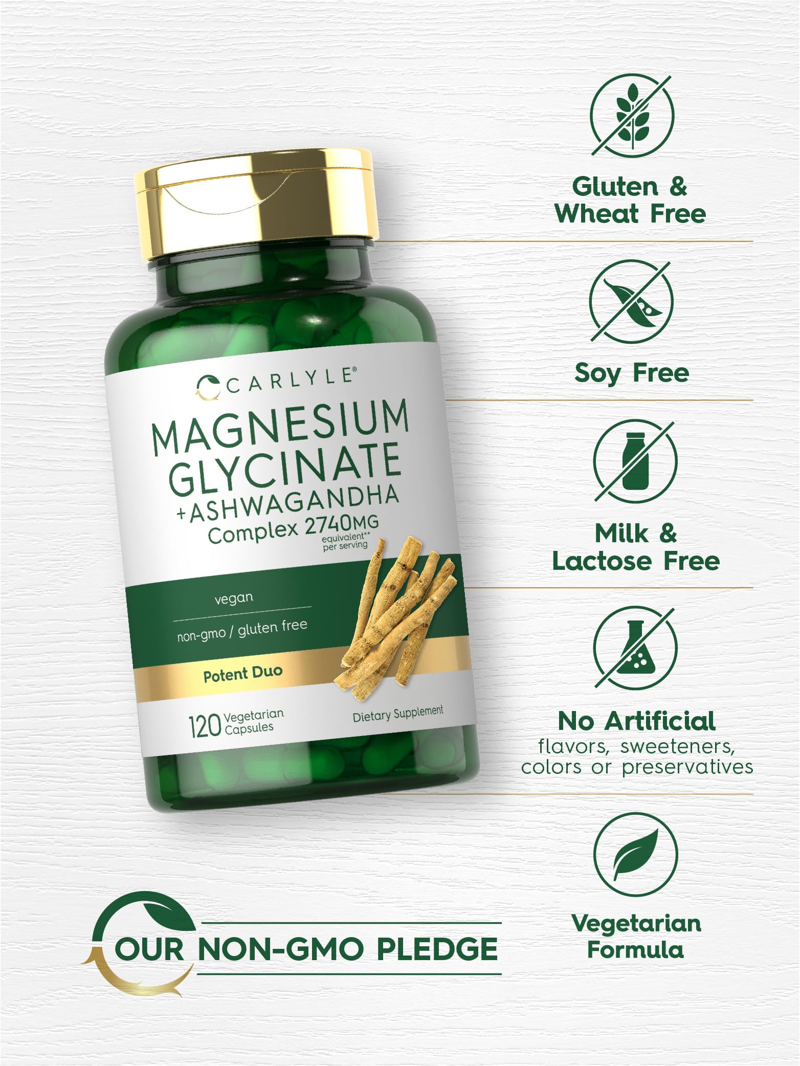 Foto 5 | Suplemento Carlyle Glicinato De Magnesio + Ashwagandha 120 Cápsulas - Venta Internacional
