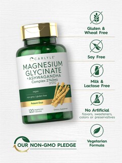 Foto 5 | Suplemento Carlyle Glicinato De Magnesio + Ashwagandha 120 Cápsulas - Venta Internacional