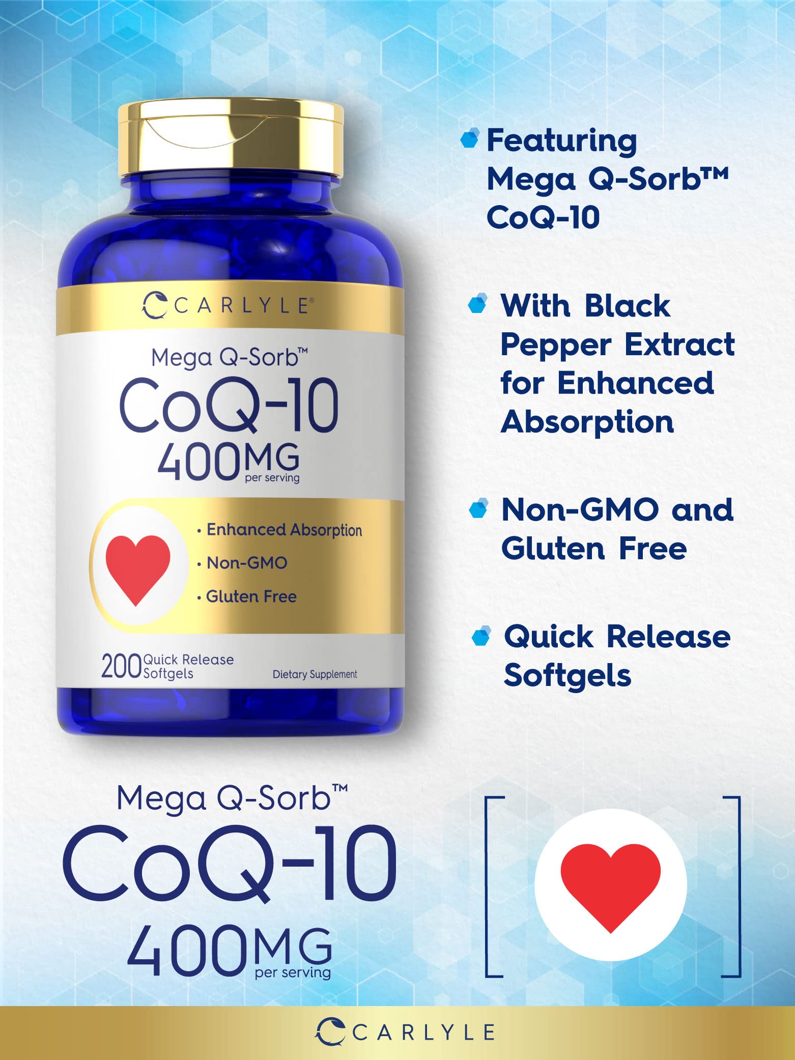 Foto 4 pulgar | Suplemento Carlyle Coq10 400 Mg 200 Cápsulas - Venta Internacional