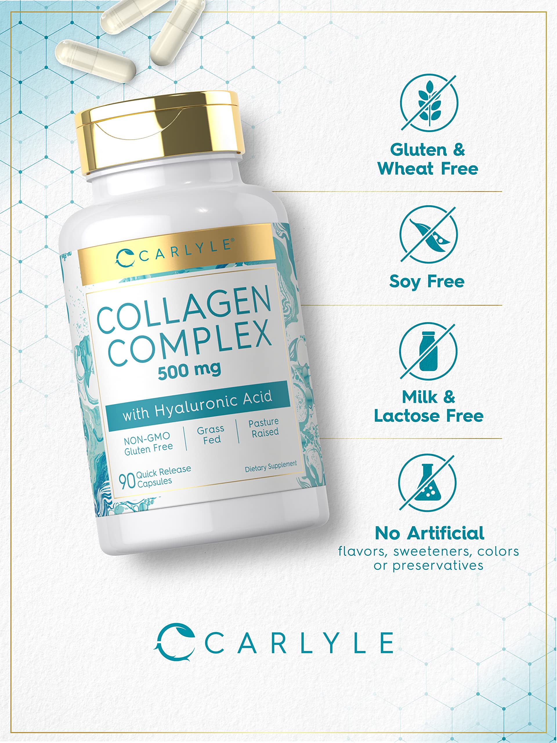 Foto 5 pulgar | Colágeno Carlyle con Ácido Hialurónico 500 Mg - Venta Internacional
