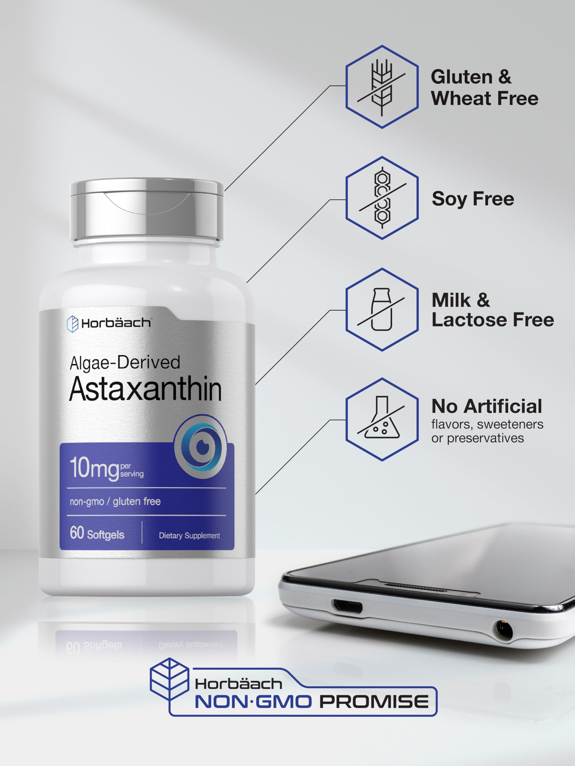 Foto 5 | Suplemento Horbaach De Astaxantina 10 mg 60 Cápsulas Blandas - Venta Internacional