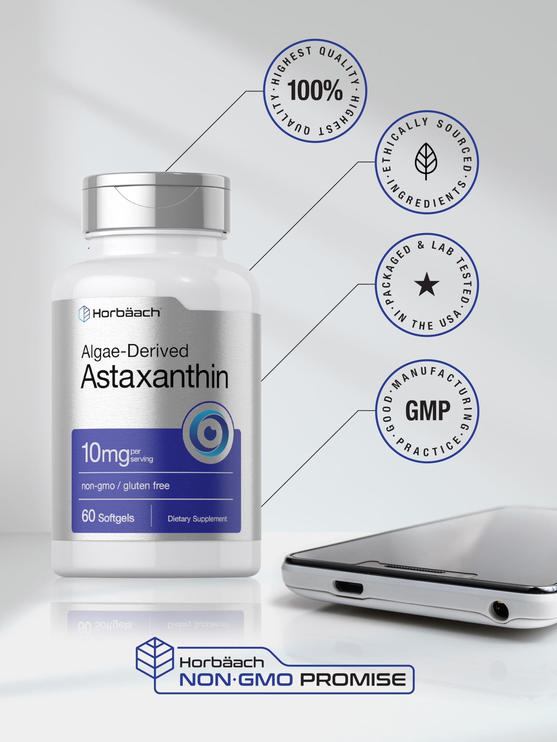 Foto 7 pulgar | Suplemento Horbaach De Astaxantina 10 mg 60 Cápsulas Blandas - Venta Internacional