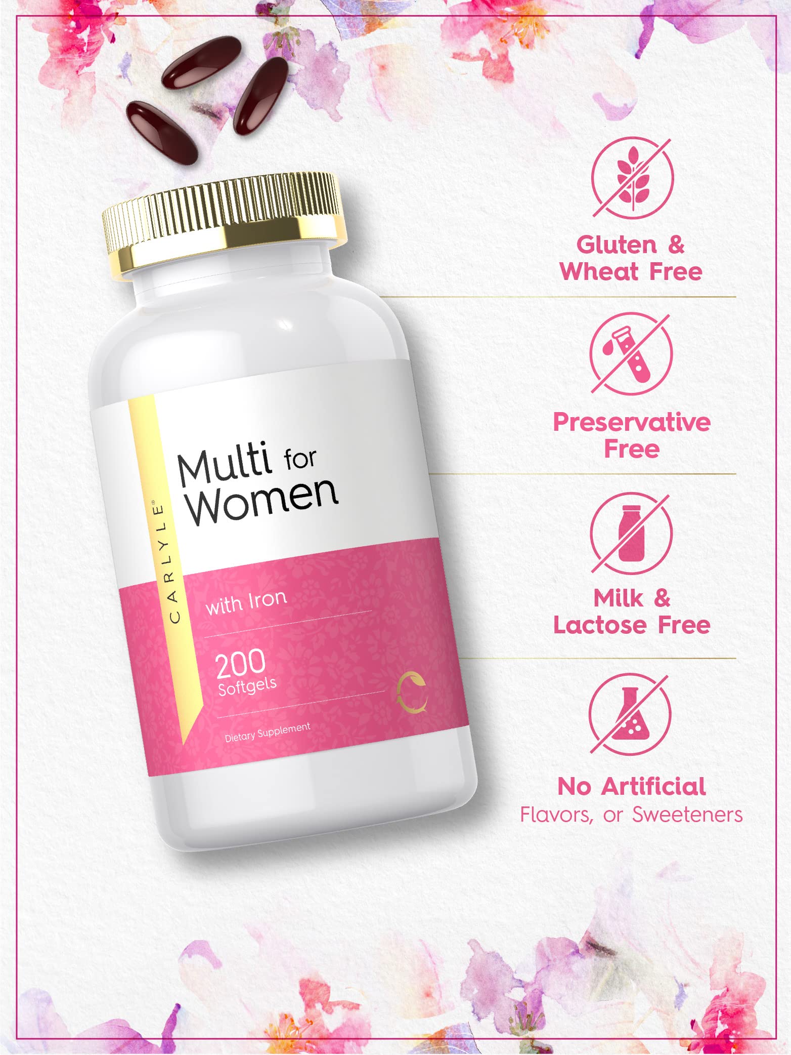 Foto 5 pulgar | Suplemento Multivitamínico Carlyle con Hierro 200 Cápsulas para Mujeres - Venta Internacional