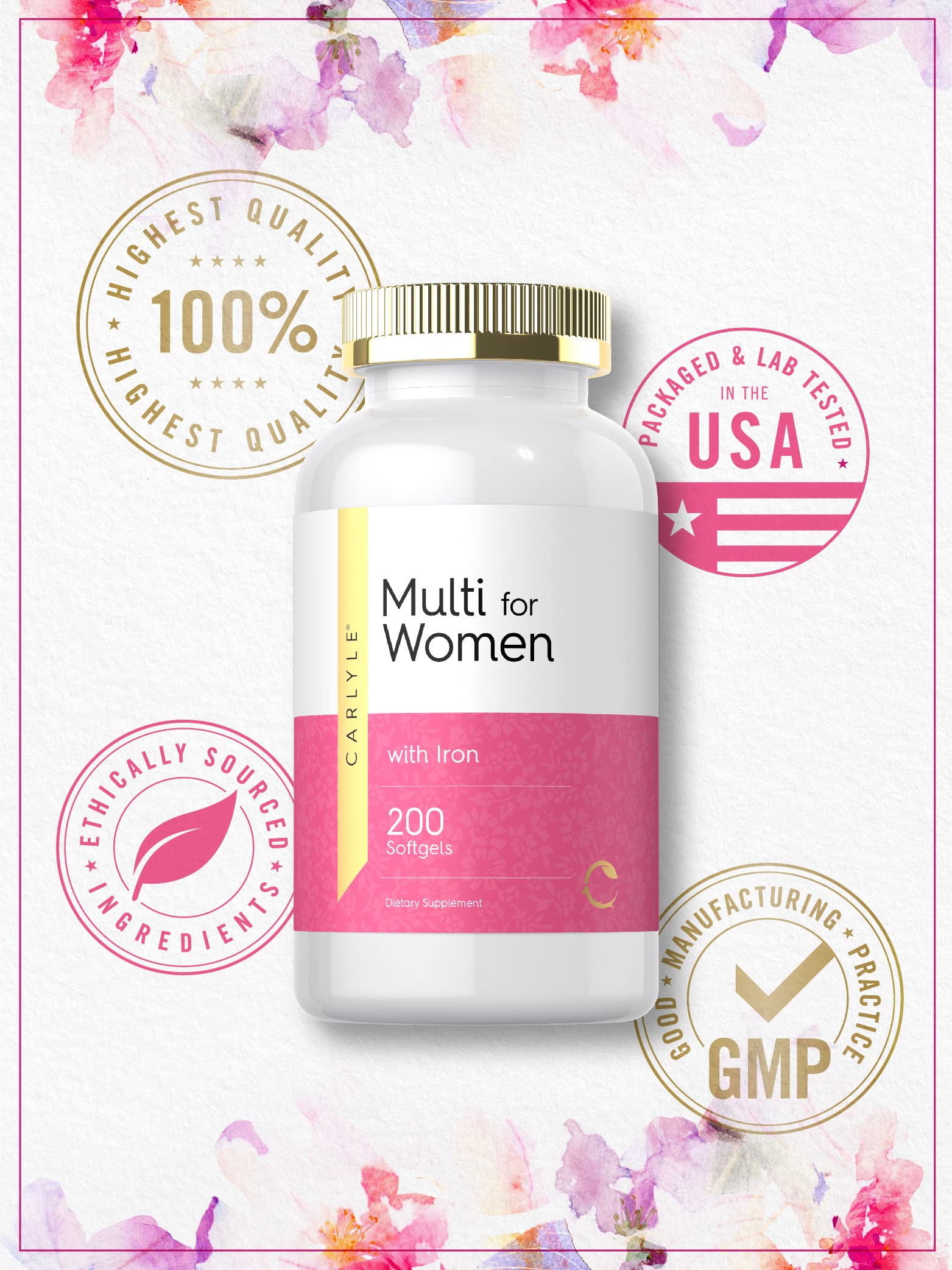Foto 6 pulgar | Suplemento Multivitamínico Carlyle con Hierro 200 Cápsulas para Mujeres - Venta Internacional