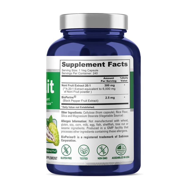 Foto 4 pulgar | Suplemento Nusapure  Extracto de Fruta Noni 240 Cápsulas - Venta Internacional