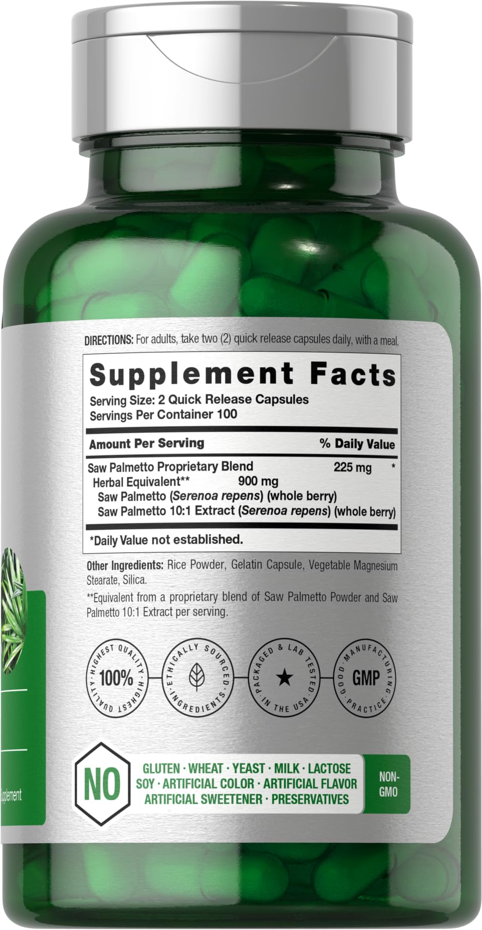 Foto 3 pulgar | Suplemento Horbaach Extracto de Palma Enana Americana  900 Mg 200 Cápsulas - Venta Internacional