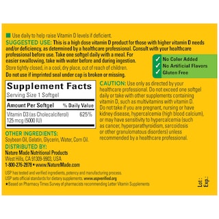 Foto 5 | Suplemento Nature Made Vitamina D3 5000 Ui 360 Cápsulas Blandas - Venta Internacional