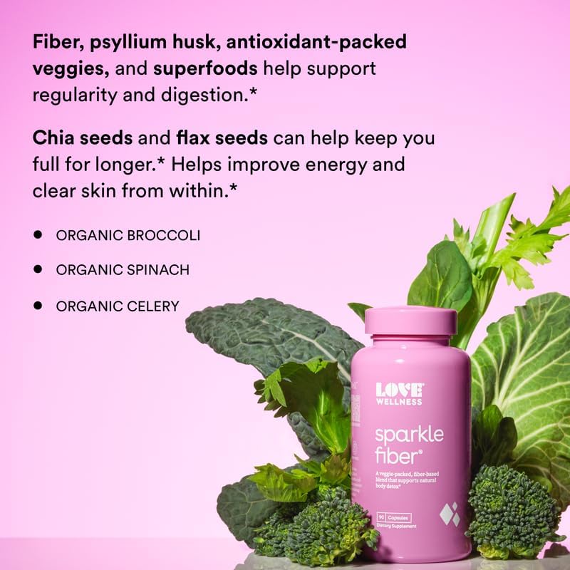 Foto 5 pulgar | Suplemento de Fibra Love Wellness Sparkle Psyllium 90 Cápsulas - Venta Internacional