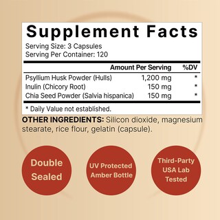 Foto 2 | Suplemento Naturebell Cápsulas de Cáscara de Psyllium 1500 mg 360 Unidades - Venta Internacional