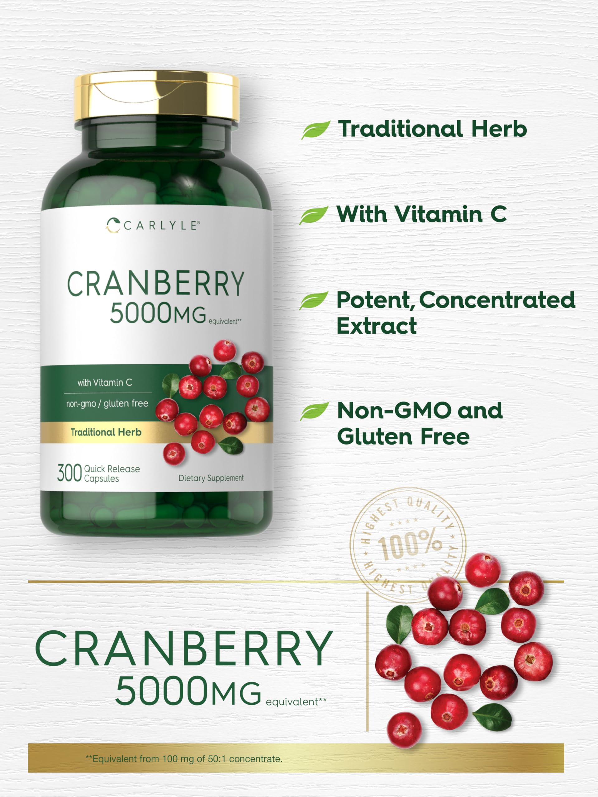 Foto 5 pulgar | Suplemento Carlyle Cranberry Pills 5000 Mg Con Vitamina C 300 Cápsulas - Venta Internacional