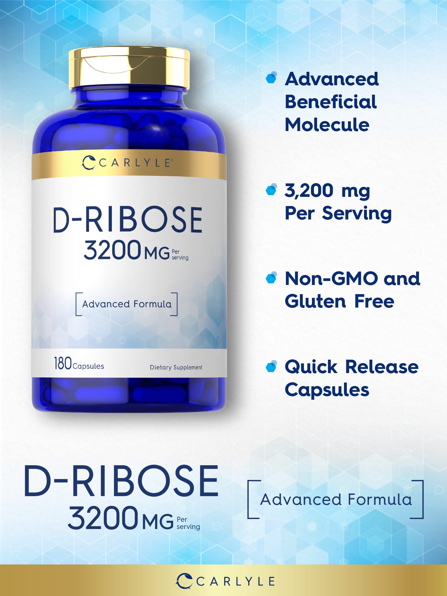 Foto 3 | Suplemento Carlyle D-Ribosa 3200 mg 180 Cápsulas - Venta Internacional