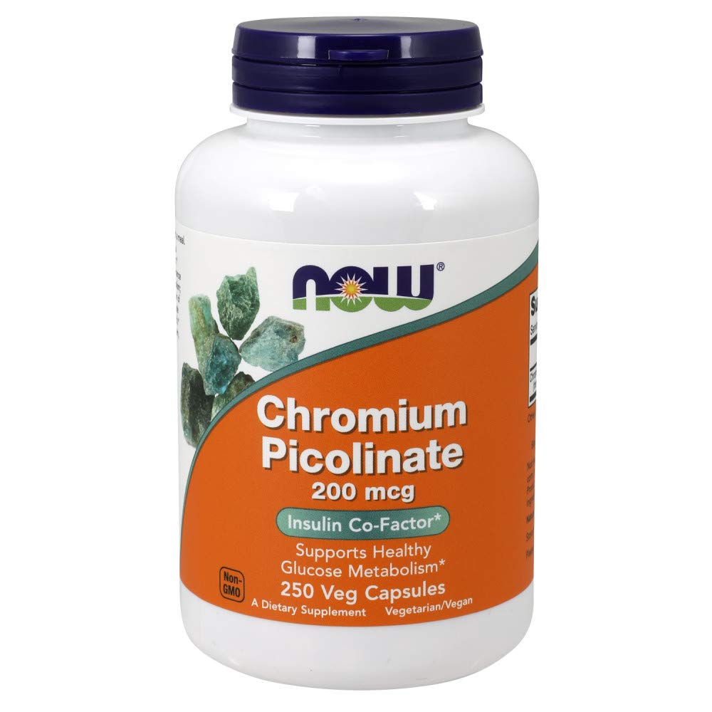 Suplemento Now Picolinato de Cromo 200 Mcg - 250 Cápsulas Vegetarianas