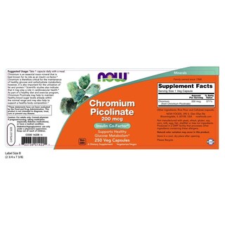 Foto 2 | Suplemento Now Picolinato de Cromo 200 Mcg - 250 Cápsulas Vegetarianas