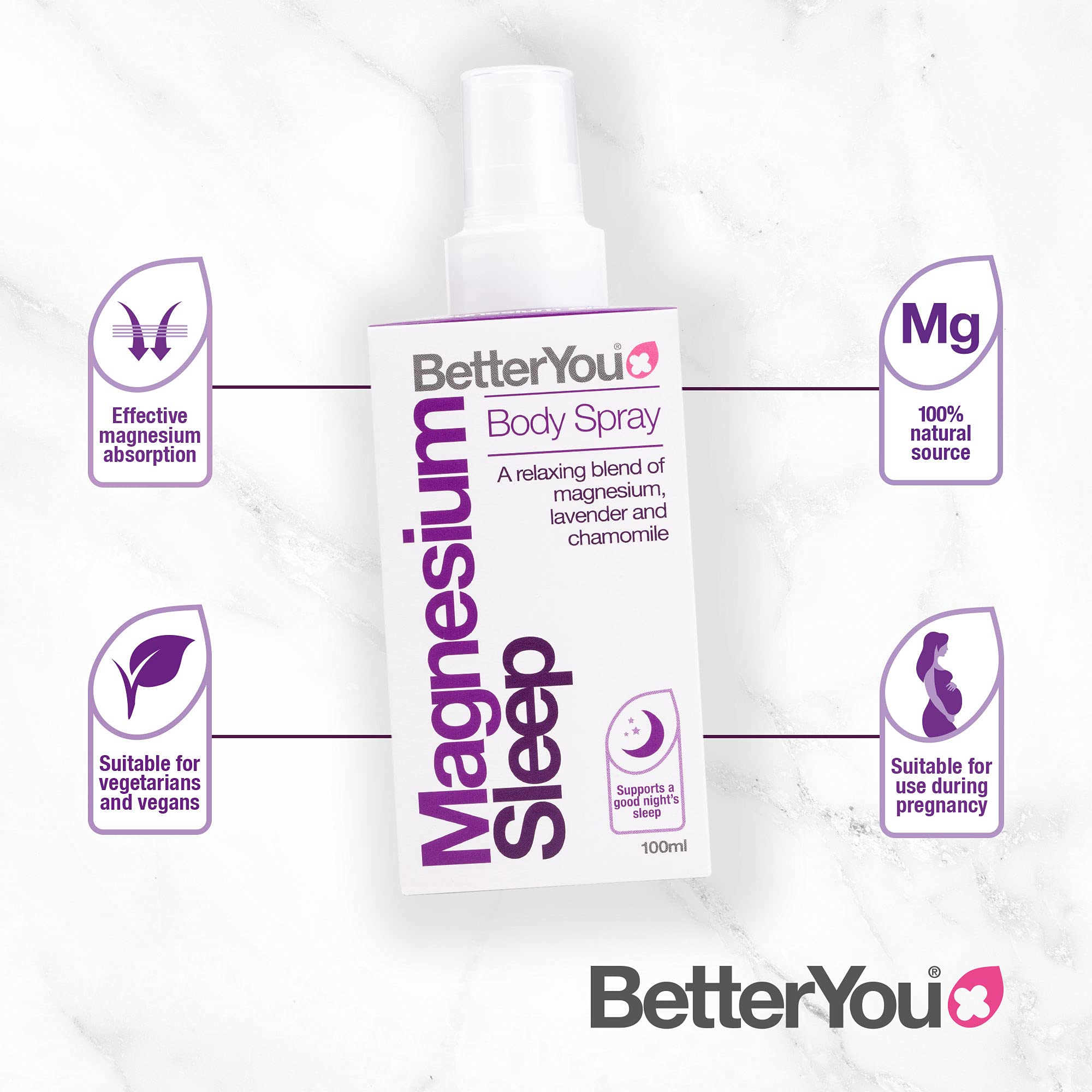 Foto 4 pulgar | Spray Corporal Betteryou Magnesium Muscle con Lavanda 100 Ml - Venta Internacional