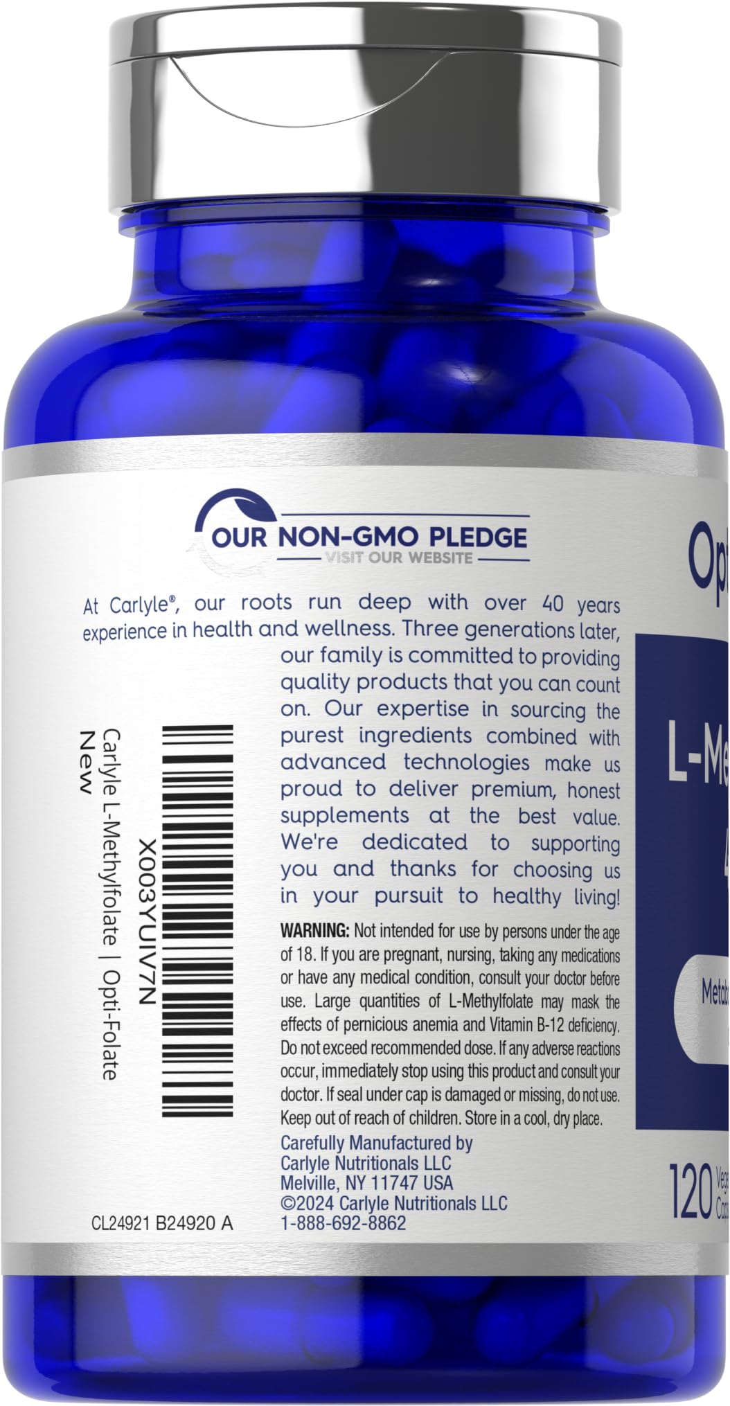 Foto 4 pulgar | Suplemento Carlyle L-metilfolato 400 Mcg 120 Cápsulas - Venta Internacional