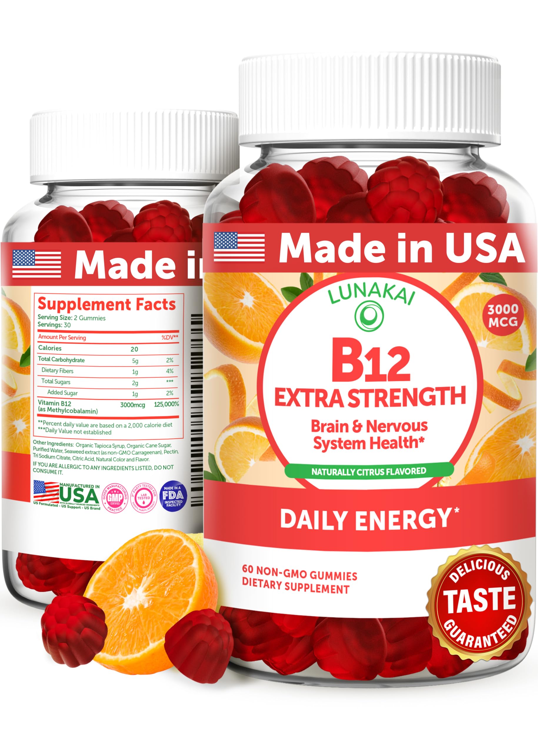 Foto 2 pulgar | Gomitas de Vitamina B12 Lunakai 3000 Mcg de Metil B-12 - Venta Internacional