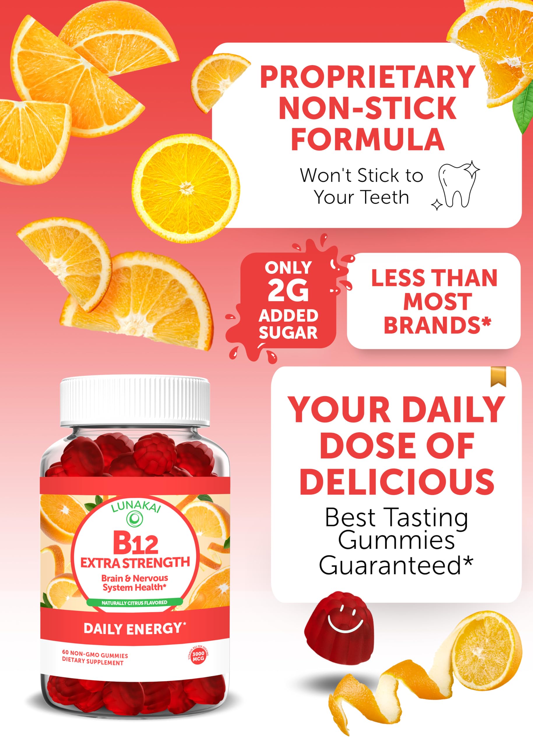 Foto 4 pulgar | Gomitas de Vitamina B12 Lunakai 3000 Mcg de Metil B-12 - Venta Internacional