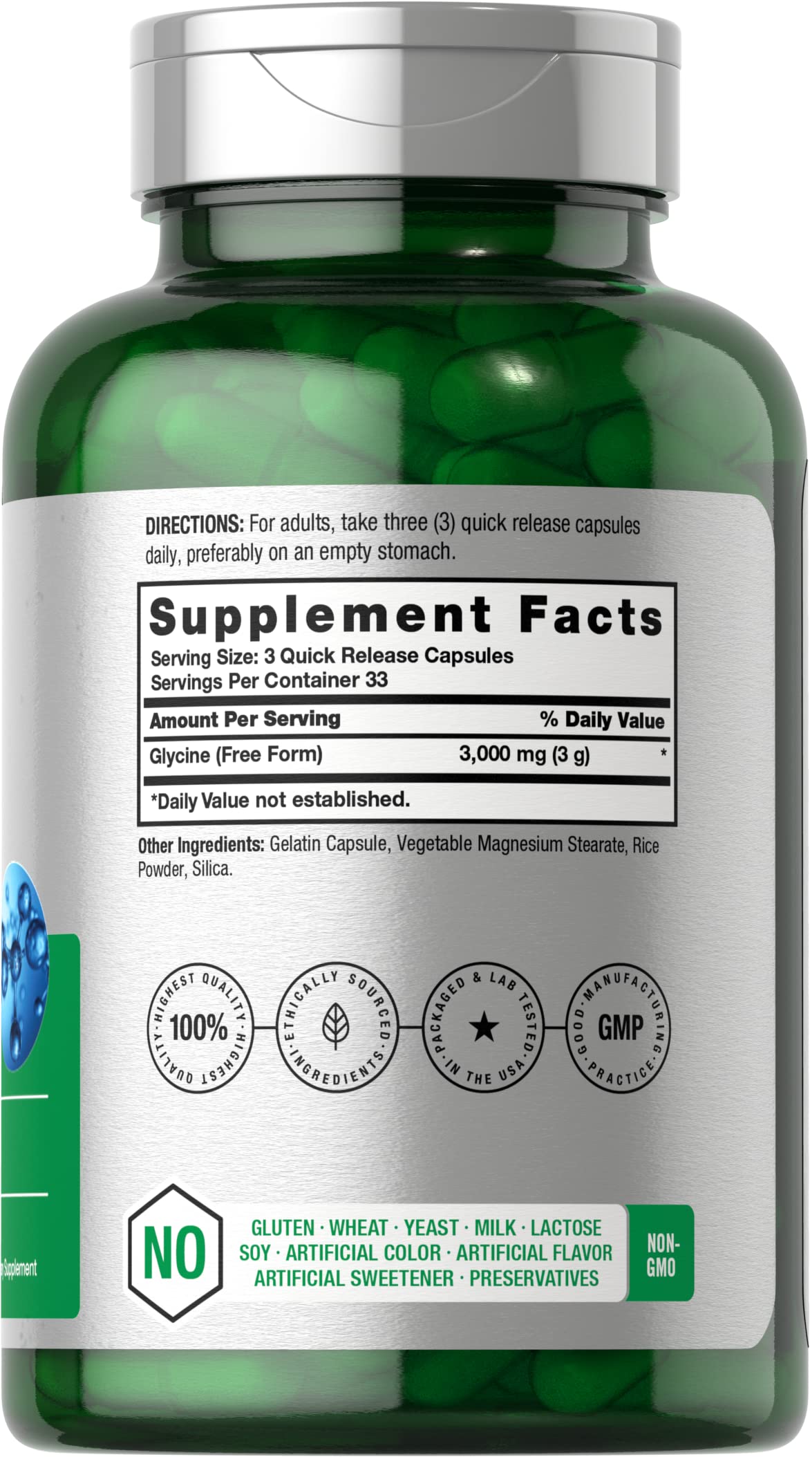 Foto 3 pulgar | Suplemento Horbäach Glycine 3000 Mg 100 Cápsulas Sin Ogm Sin Gluten - Venta Internacional