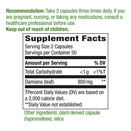 Foto 4 pulgar | Suplemento de Hojas de Damiana de Nature's Way 800 Mg 100 Cápsulas - Venta Internacional