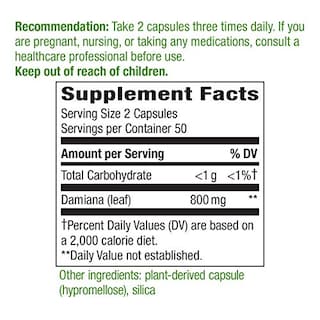 Foto 3 | Suplemento de Hojas de Damiana de Nature's Way 800 Mg 100 Cápsulas - Venta Internacional