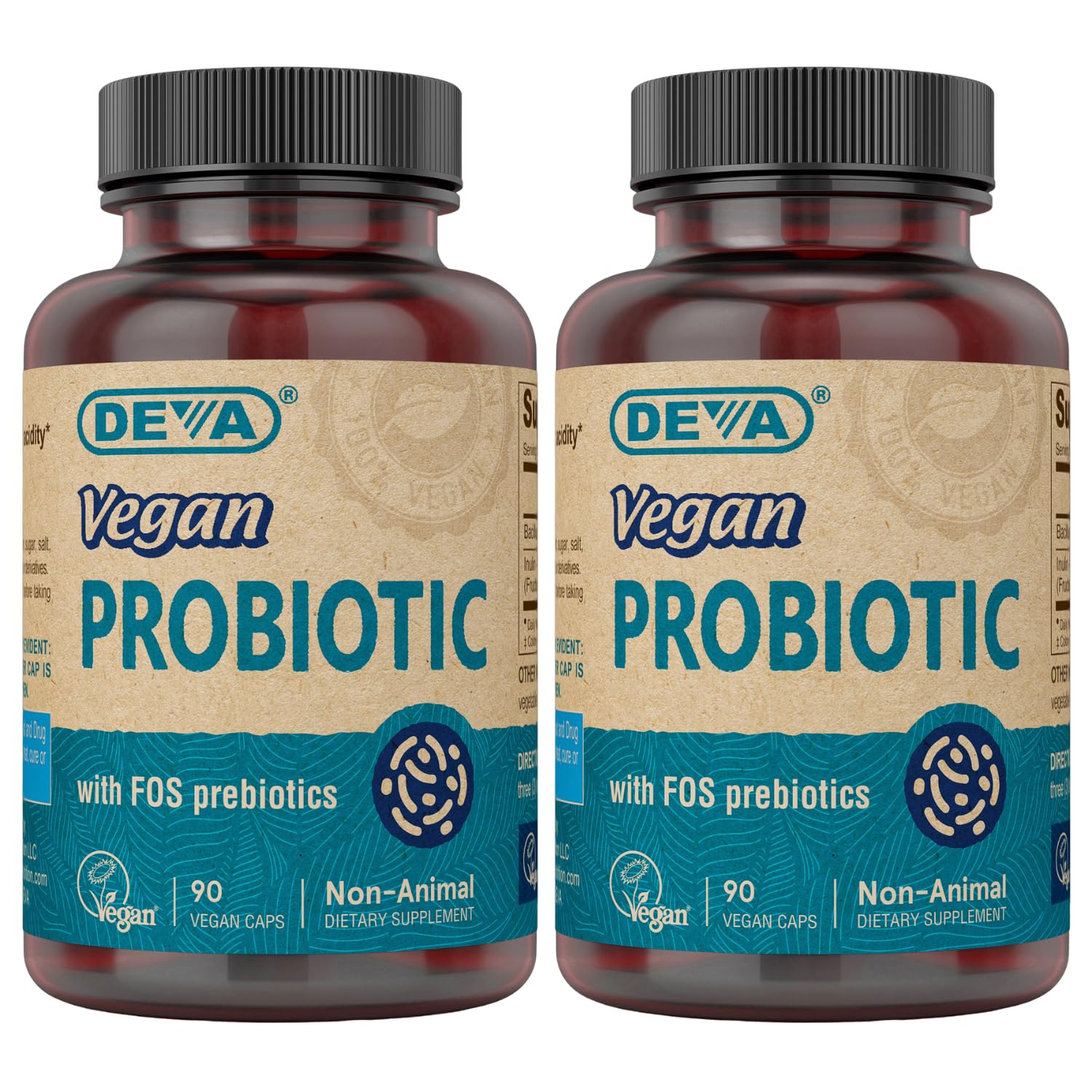 Foto 2 pulgar | Suplemento Probiótico Vegano con Prebióticos FOS - Deva 90 cápsulas