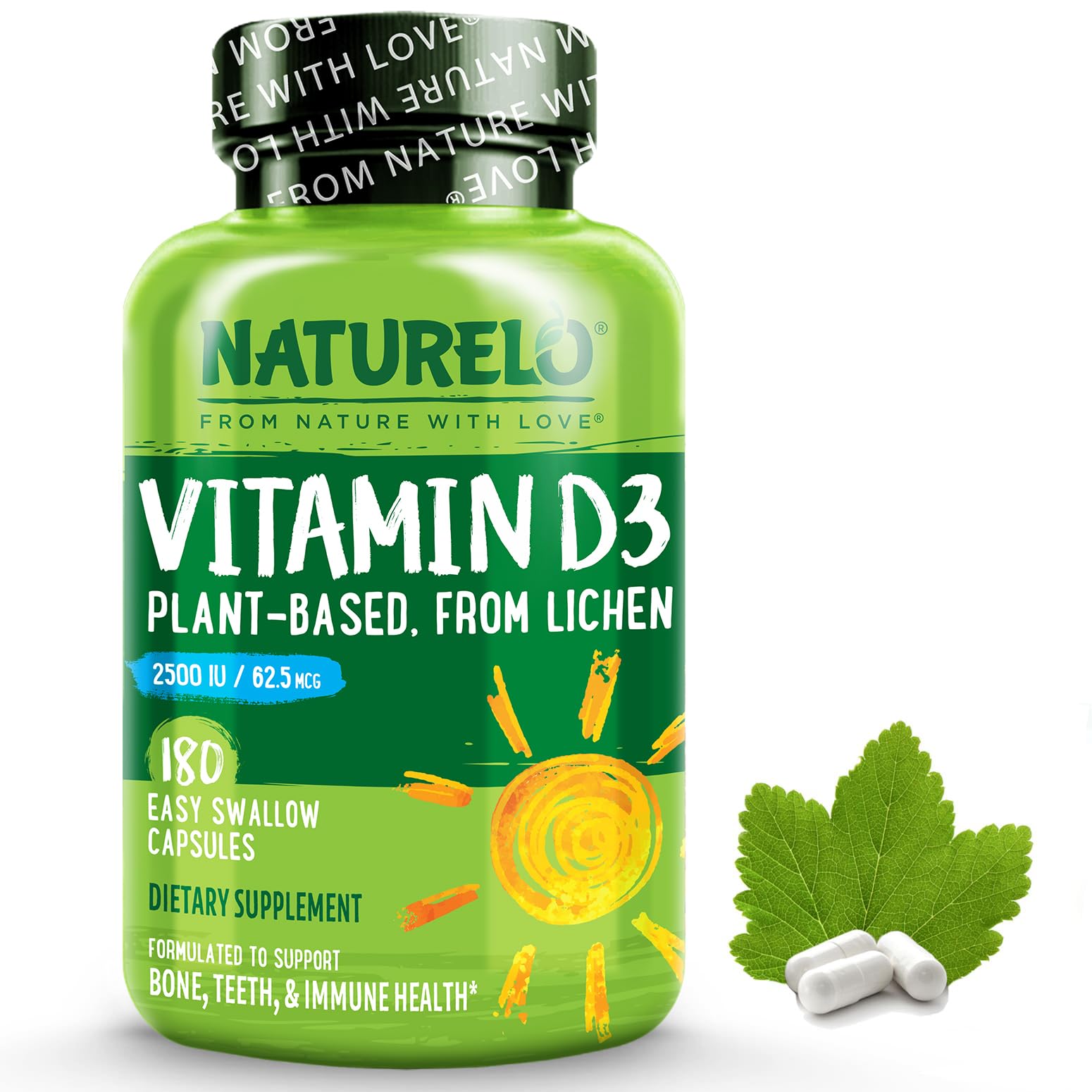 Foto 2 pulgar | Suplemento Naturelo de Vitamina D3 de 2500 Ui a Base de Plantas - Venta Internacional