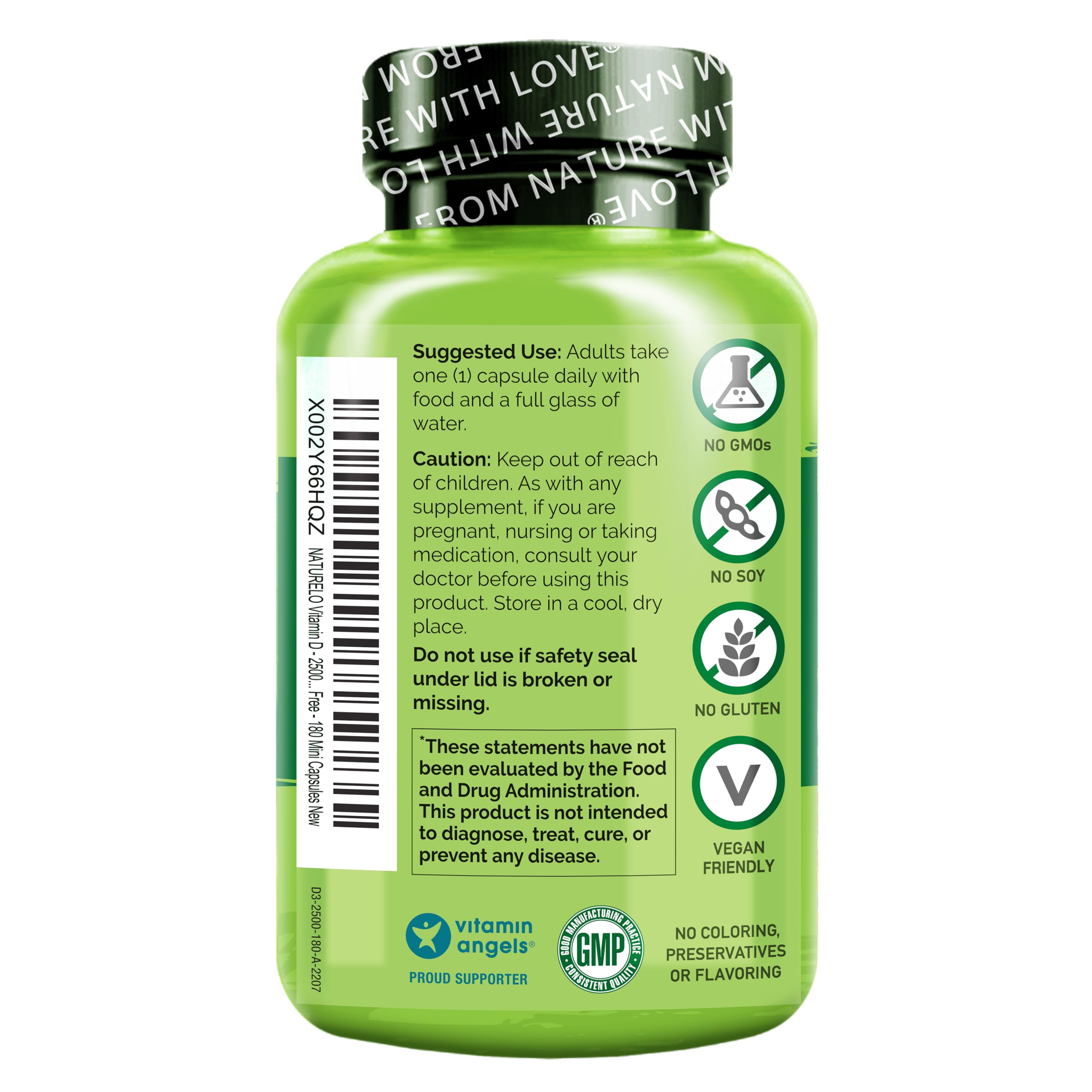 Foto 3 pulgar | Suplemento Naturelo de Vitamina D3 de 2500 Ui a Base de Plantas - Venta Internacional
