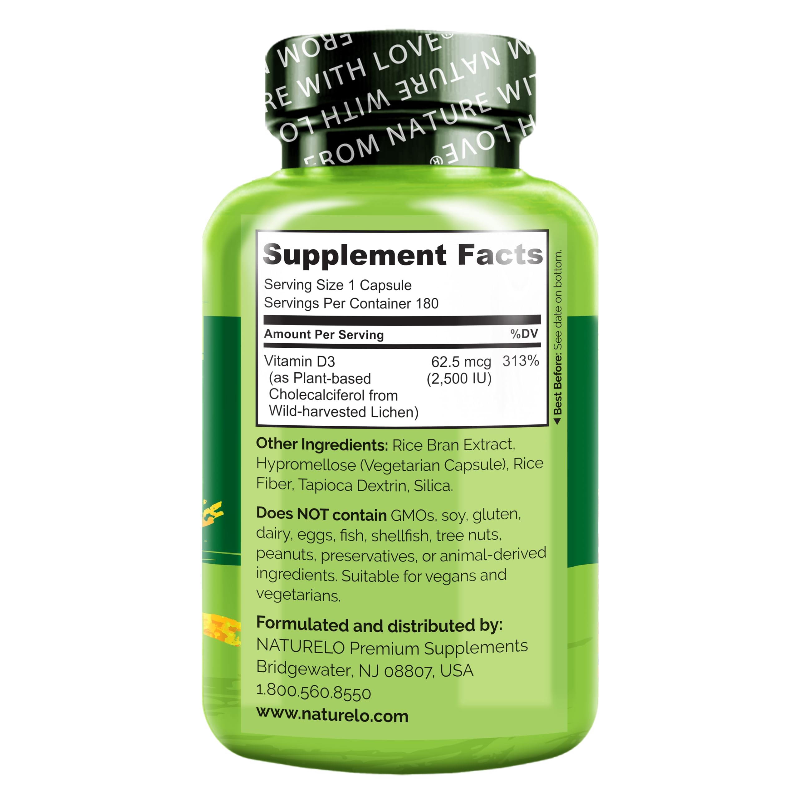 Foto 4 pulgar | Suplemento Naturelo de Vitamina D3 de 2500 Ui a Base de Plantas - Venta Internacional