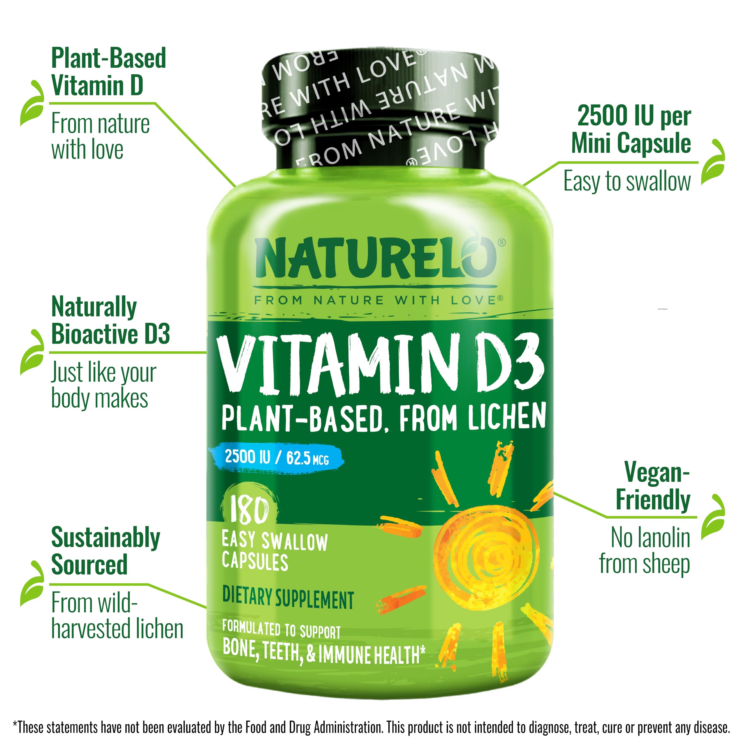 Foto 5 pulgar | Suplemento Naturelo de Vitamina D3 de 2500 Ui a Base de Plantas - Venta Internacional