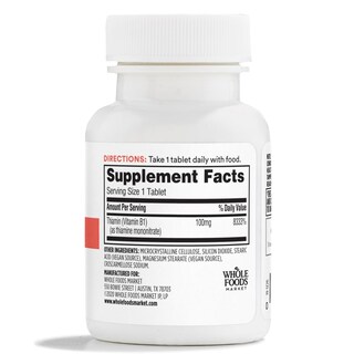 Foto 2 | Suplemento 365 De Whole Foods Market Vitamina B1 100 Mg 100 Comprimidos - Venta Internacional