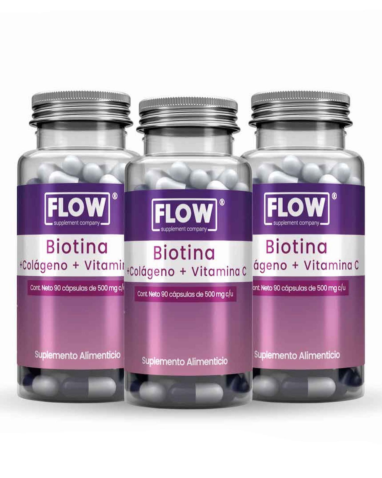 Foto 2 pulgar | Minerales Y Vitaminas Flow Supplements 3 Pack - Cápsulas Biotina, Colágeno Y Vitamina C