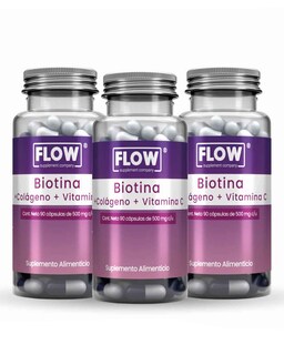 Foto 1 | Minerales Y Vitaminas Flow Supplements 3 Pack - Cápsulas Biotina, Colágeno Y Vitamina C