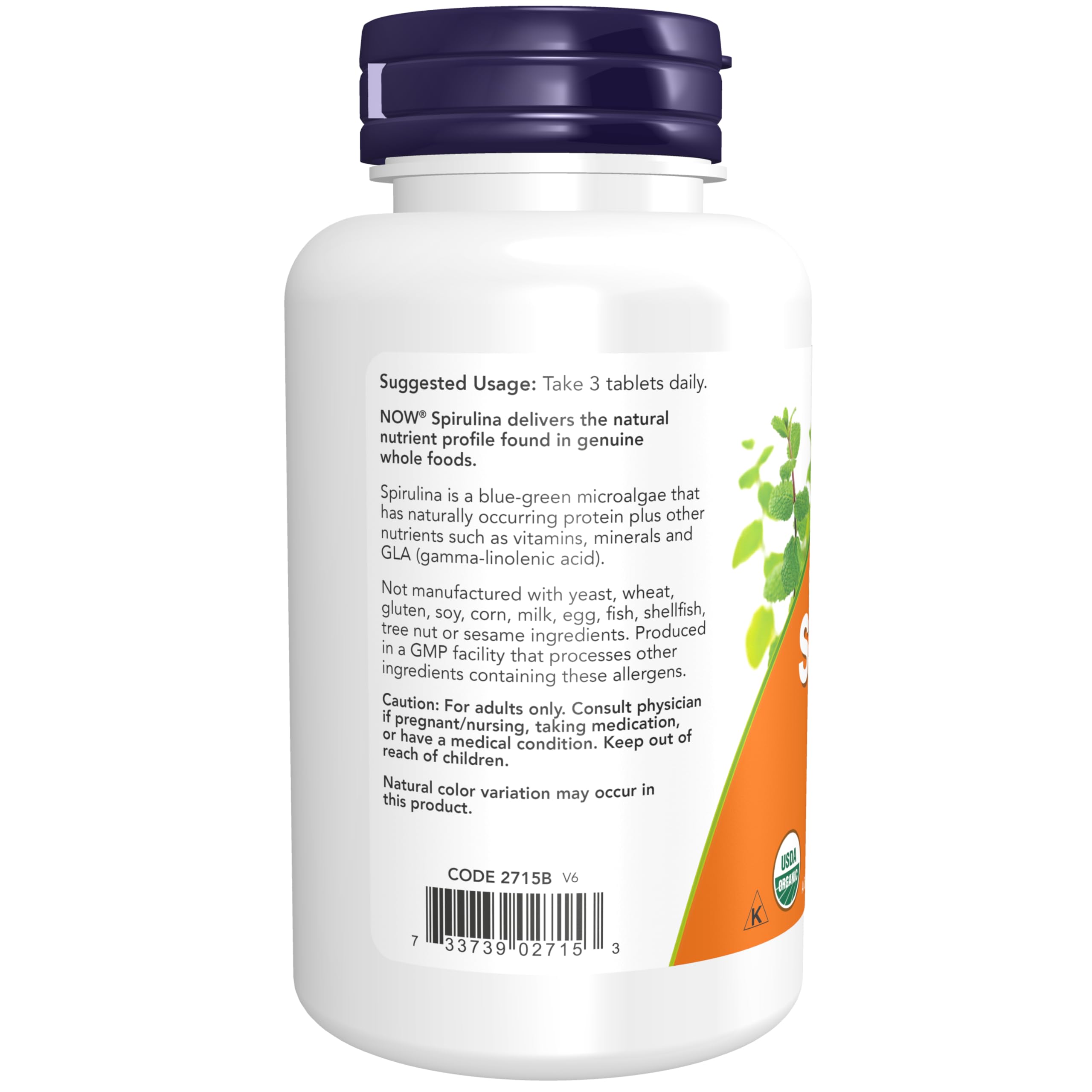 Foto 4 pulgar | Suplemento Now Spirulina 1000 Mg Orgánica 120 Tabletas - Venta Internacional