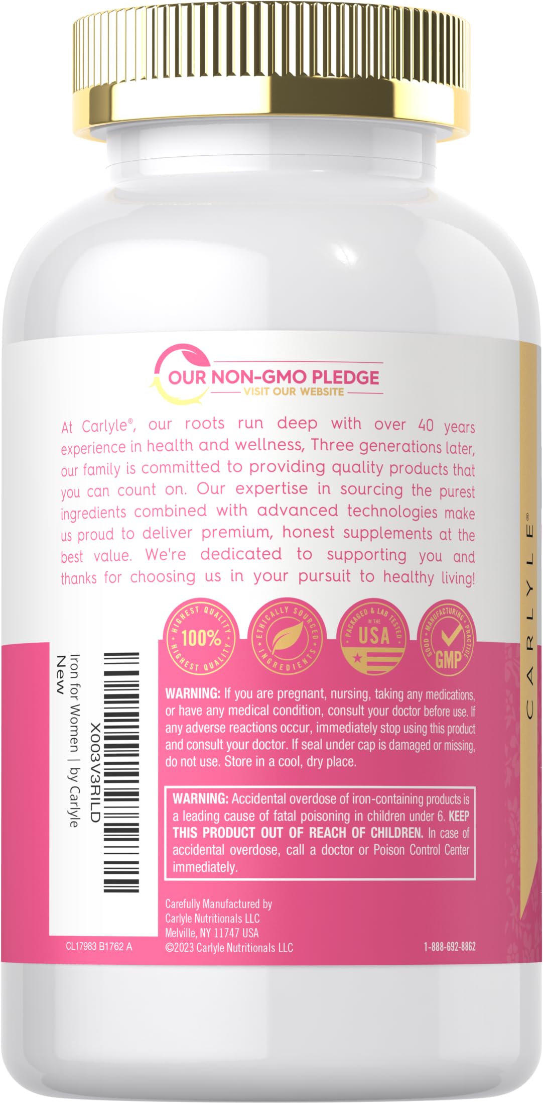 Foto 4 pulgar | Suplemento de Hierro Carlyle para Mujeres 65 Mg 300 Comprimidos - Venta Internacional