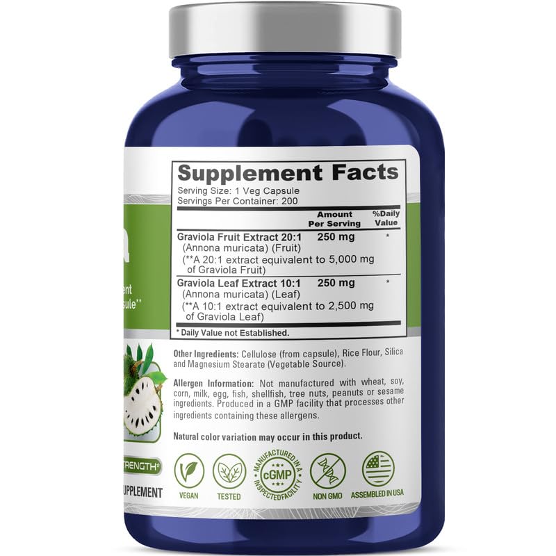 Foto 5 pulgar | Suplemento Nusapure Graviola Equivalente a 7.500 mg 200 Cápsulas Vegetarianas - Venta Internacional
