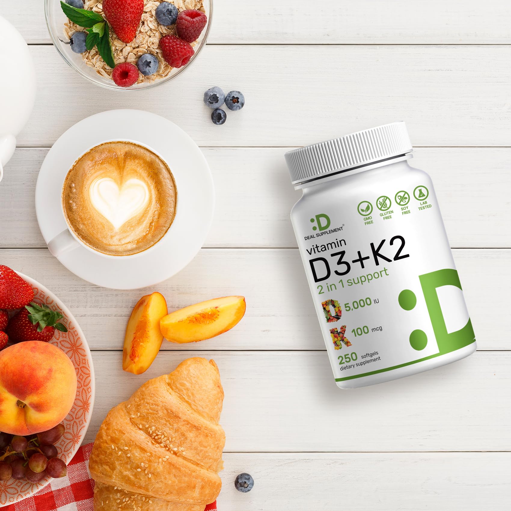Foto 7 pulgar | Suplemento Deal Vitamina D3 K2 5000 Ui 250 Cápsulas Blandas - Venta Internacional