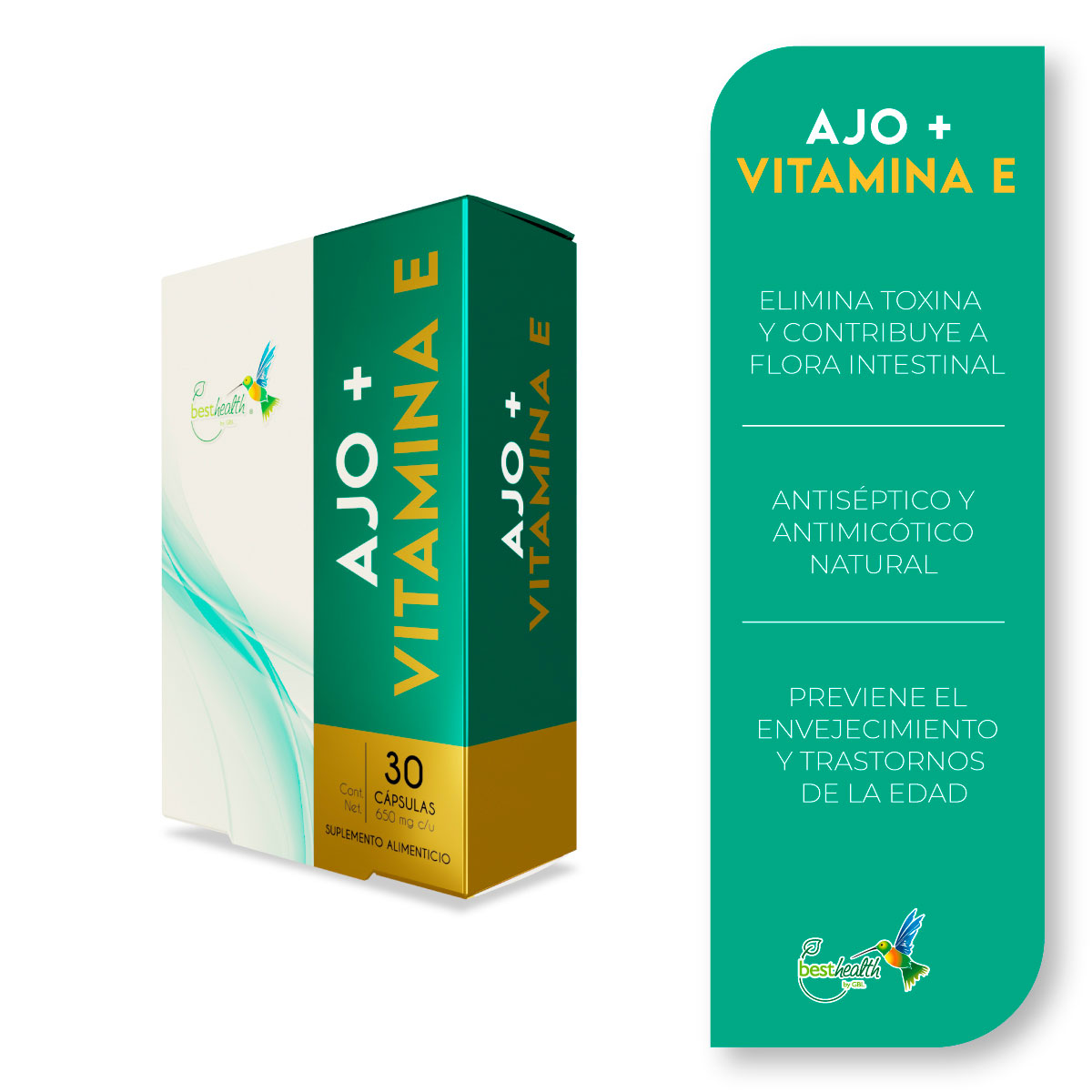 Foto 2 | Cápsulas de Ajo y Vitamina E Best Health con Efectos Antiinflamatorios y Antioxidantes