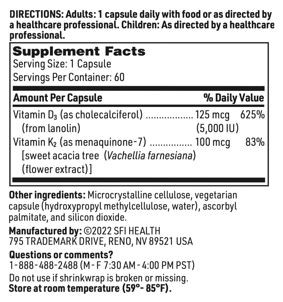 Foto 6 | Suplemento de Vitamina D Plus K de Klaire Labs 5000 UI de D3 con K2 Mk-7 - Venta Internacional