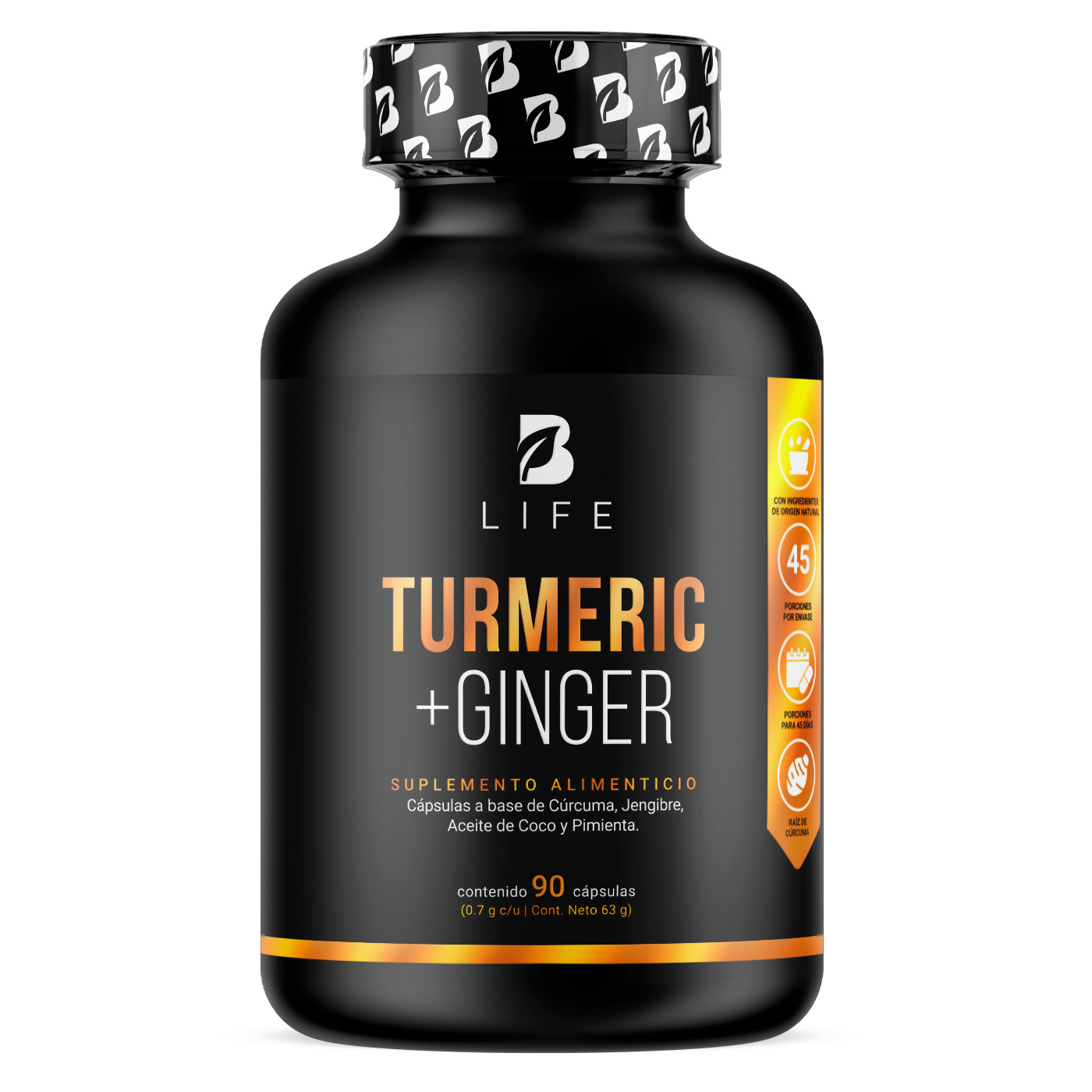 Foto 2 pulgar | Turmeric + Ginger B Life 90 Cápsulas