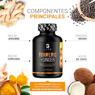 Foto 3 | Turmeric + Ginger B Life 90 Cápsulas