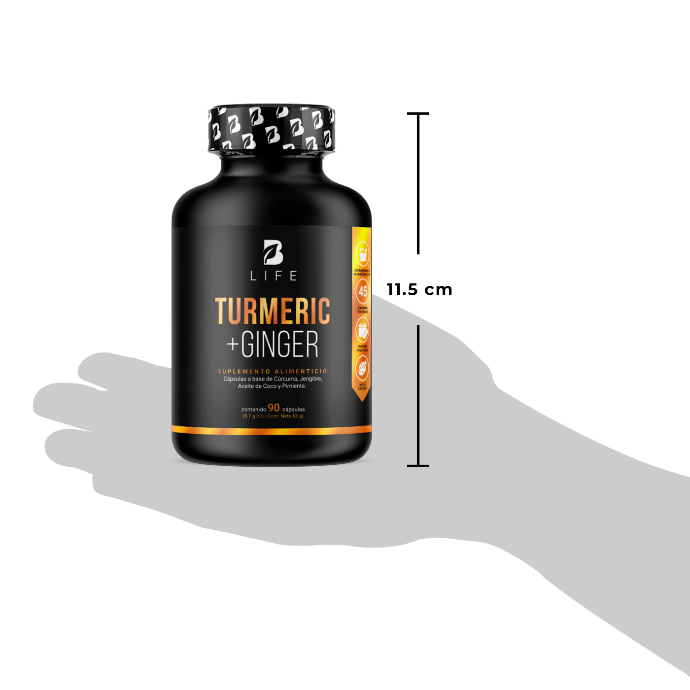Foto 7 pulgar | Turmeric + Ginger B Life 90 Cápsulas