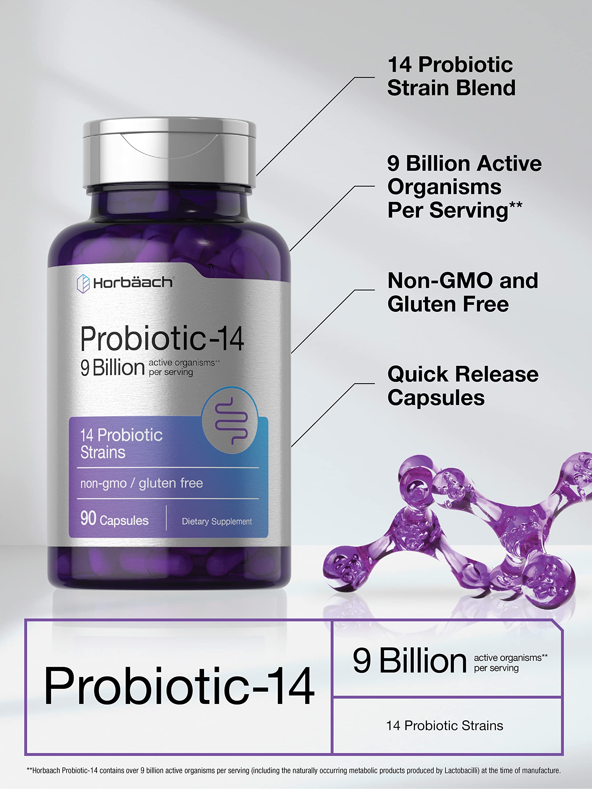 Foto 4 pulgar | Probioticos Horbäach Probiotic-14 90 Cápsulas - Venta Internacional