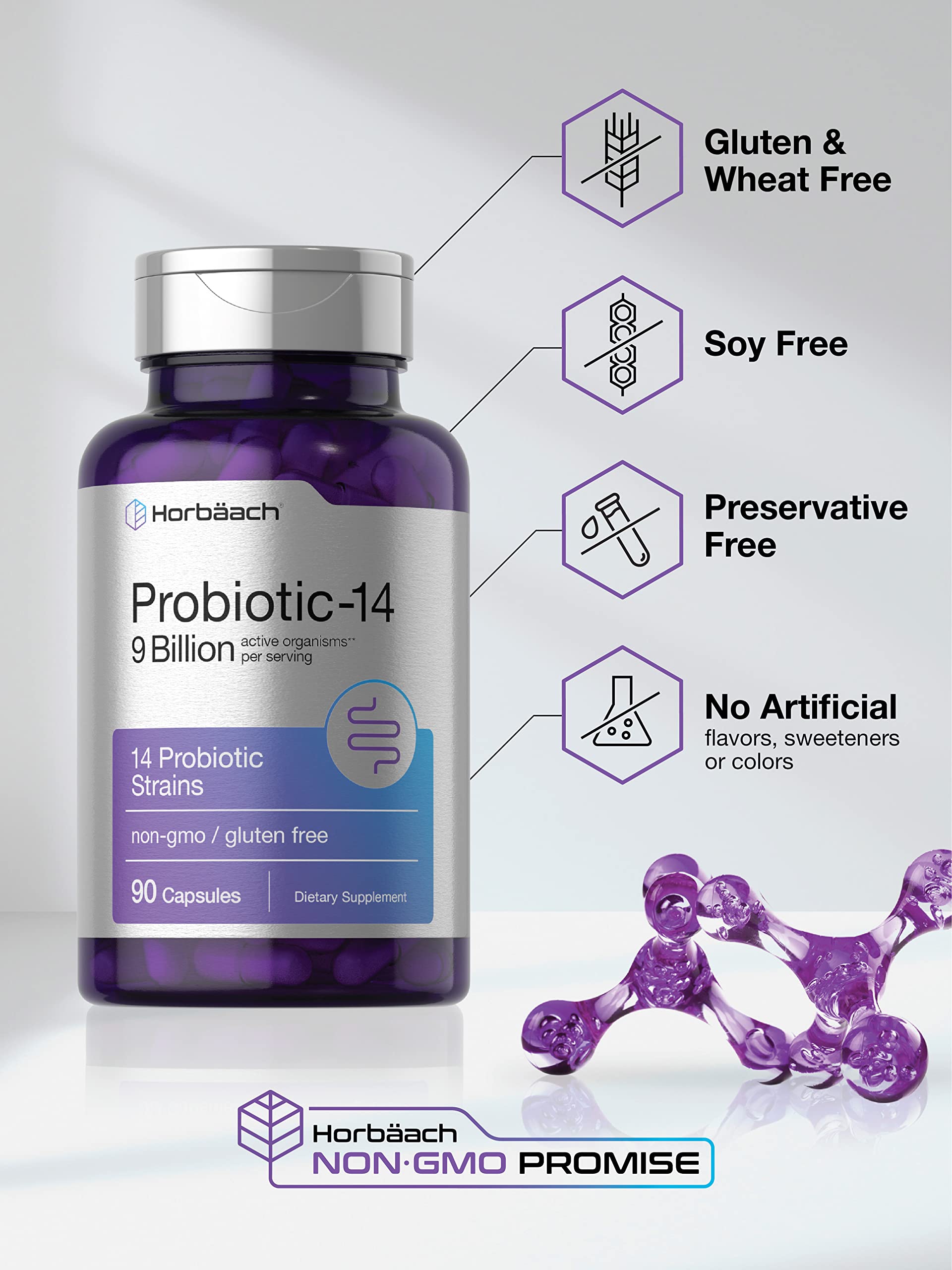 Foto 5 pulgar | Probioticos Horbäach Probiotic-14 90 Cápsulas - Venta Internacional