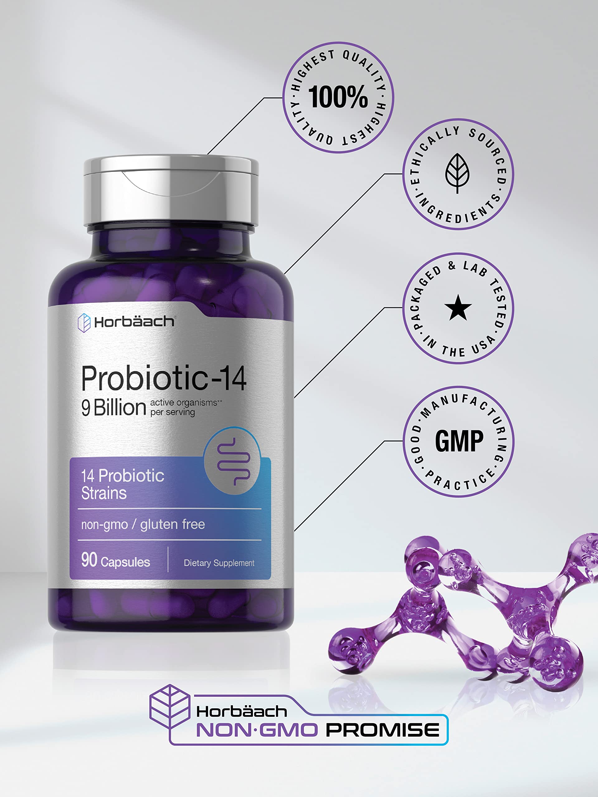 Foto 6 pulgar | Probioticos Horbäach Probiotic-14 90 Cápsulas - Venta Internacional